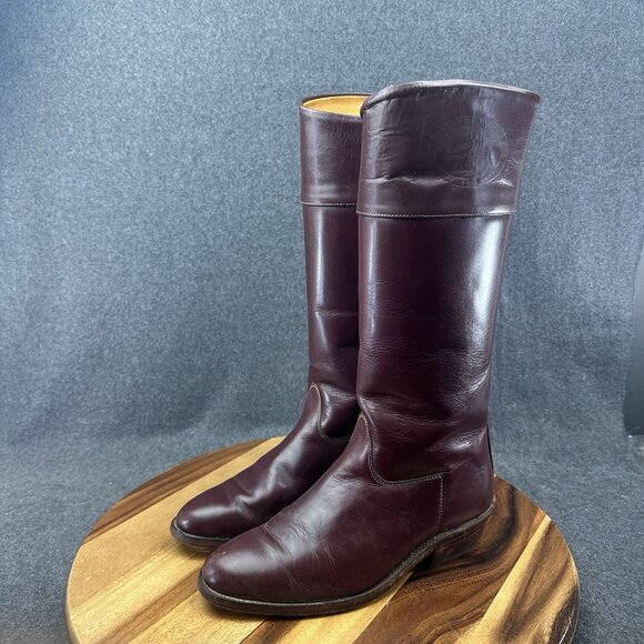Vtg 80s Frye Campus Tall Boots Womens 8D Whiskey Brown Knee High Round Toe Z190 - Picture 5 of 14